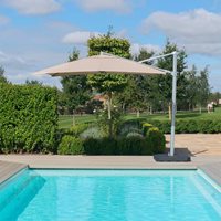 Product photograph of Maze Rattan Zeus 3m Square Rotating Cantilever Parasol With Led Lights - Charcoal from Cuckooland