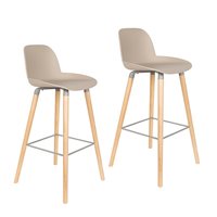 Zuiver Pair of Albert Kuip Retro Moulded Bar Stools in Taupe