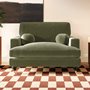 SOLACE+CO Addison Loveseat with Caster Legs Khaki Green Velvet