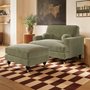 SOLACE+CO Addison Loveseat Footstool Bundle Khaki Green Velvet