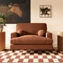 SOLACE+CO Addison Loveseat with Caster Legs Burnt Orange Chenille