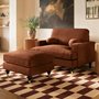 SOLACE+CO Addison Loveseat Footstool Bundle Orange Chenille