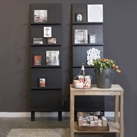 Product photograph of Contemporary 5 Shelf Display Unit In Black By Woood from Cuckooland