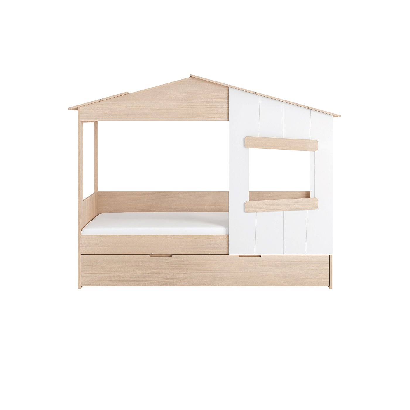 Dreamland House Bed with Trundle White/Oak | Flair