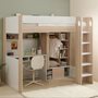 Flair Hampton Single High Sleeper Bed with Desk & Wardrobe White & Oak