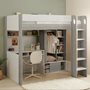 Flair Hampton Single High Sleeper Bed with Desk & Wardrobe White & Grey