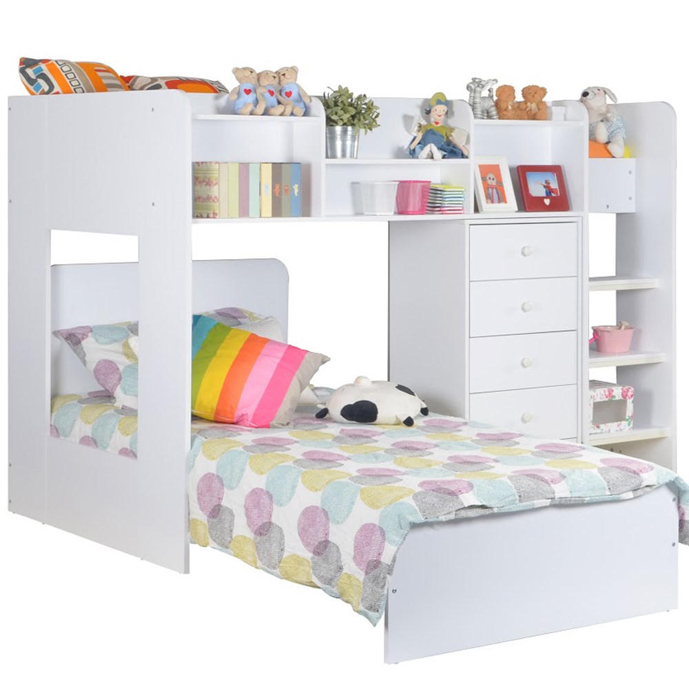 Kids Wizard L Shaped Bunk Bed In White, L Shaped Bunk Beds For Kids