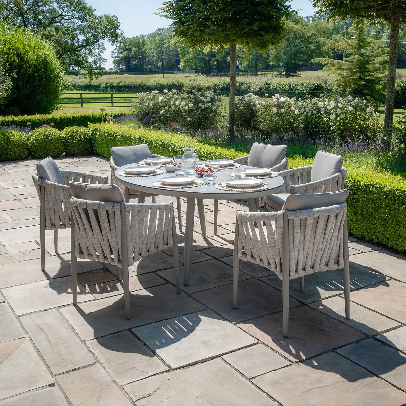 Maze Rattan Milan 6 Seat Oval Dining Set | Cuckooland