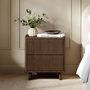 SOLACE+CO Velmor 2 Drawer Ribbed Bedside Table Walnut
