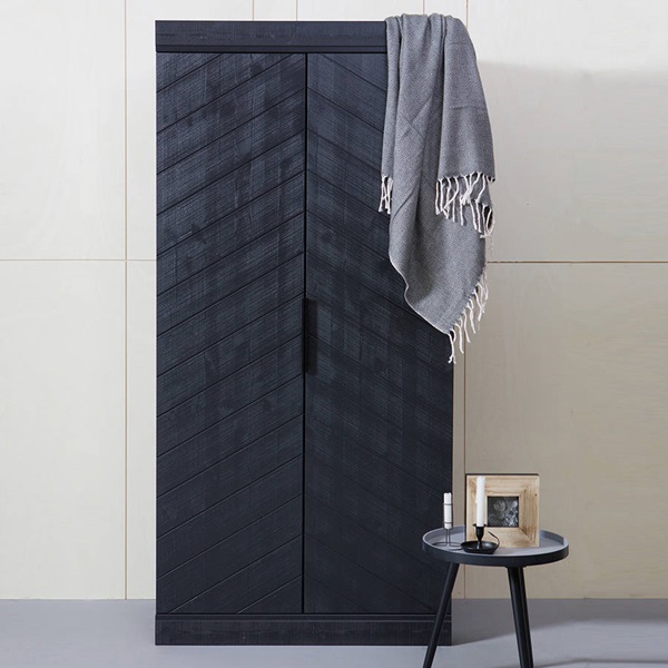  CONNECT 2 Door Wardrobe in Black Herringbone Design