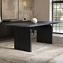 SOLACE+CO Varm Oval Extendable Dining Table Wood Effect Ribbed Black 