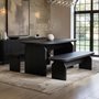 SOLACE+CO Varm Ribbed Oval Dining Table & 2 Bench Set Black