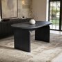 SOLACE+CO Varm Wood Effect Ribbed Oval Dining Table Black