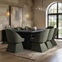 SOLACE+CO Varm Black Extendable Table & Aiko Green Chairs Dining Set
