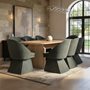 SOLACE+CO Varm Oak Extendable Table & Aiko Green Chairs Dining Set