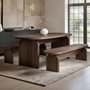 SOLACE+CO Varm Ribbed Oval Dining Table & 2 Bench Set Walnut