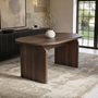 SOLACE+CO Varm Wood Effect Ribbed Oval Dining Table Walnut
