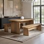 SOLACE+CO Varm Ribbed Oval Dining Table & 2 Bench Set Oak
