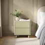 SOLACE+CO Velmor 2 Drawer Ribbed Bedside Table Olive Green