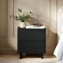 SOLACE+CO Velmor 2 Drawer Ribbed Bedside Table Black