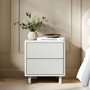 SOLACE+CO Velmor 2 Drawer Ribbed Bedside Table White