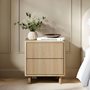 SOLACE+CO Velmor 2 Drawer Ribbed Bedside Table Oak