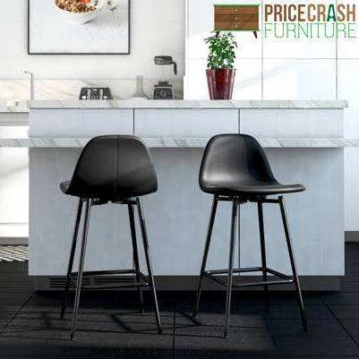 Dorel Calvin Upholstered Counter Stool Metal PU Black