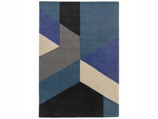 Asiatic London Reef Blue Hand Tufted Wool Geometric Rug RF13