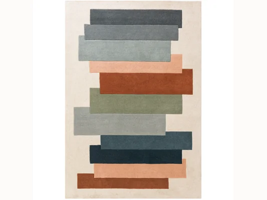 Asiatic London Reef Stacks Green Abstract Wool Rug RF32