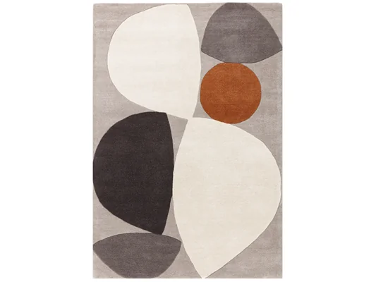 Asiatic London Reef Mid Century Grey Abstract Pebble Rug RF24