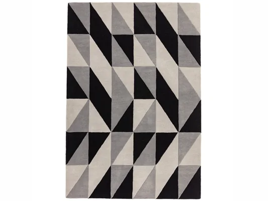Asiatic London Reef Flag Grey Black Wool Geometric Rug RF08