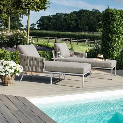 Maze Rattan Marina Rope Weave Double Sunlounger Set