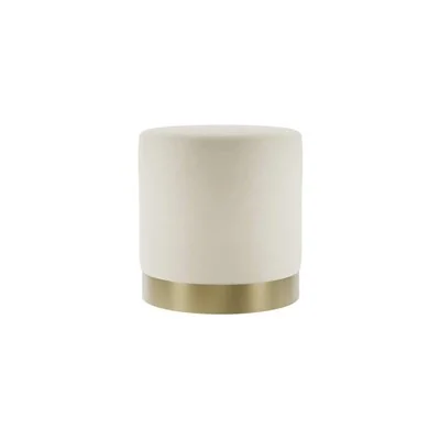 LPD Lara Pouffe Cream Velvet / Brushed Gold Small