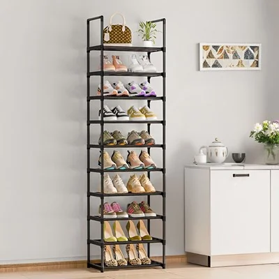 Living & Home 10 Tier Customizable Metal Shoe Rack