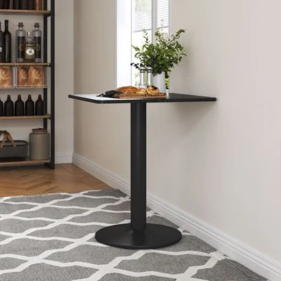 Living & Home Black Square Cafe Table with Metal Base