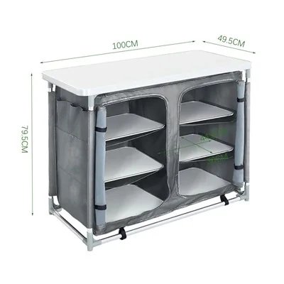 Dimensions diagram: Living & Home Camping Kitchen Table Portable Cabinet Kitchen Storage