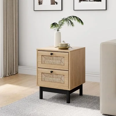 Living & Home Direct 2-Drawer Woven Accent Cabinet