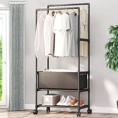 Living & Home Double Rod Metal Clothes Rack