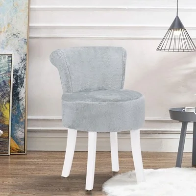 Living & Home Modern Plush Upholstered Dressing Table Chair with White Legs