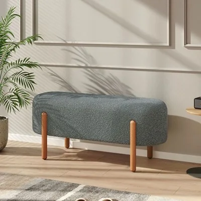 Living & Home Modern Upholstered Boucle Fabric Bench