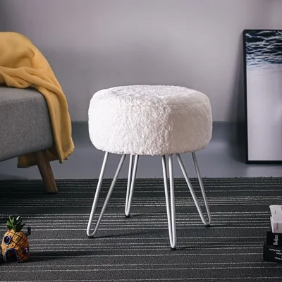 Living & Home Premium Vanity Stool Faux Fur Upholstered Stool
