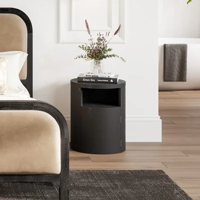 LPD Yori Bedside Table Black Matte Grain