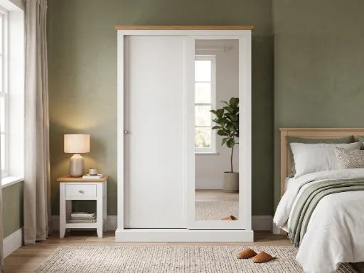 LPD Devon White & Oak 2 Door Sliding Mirrored Wardrobe
