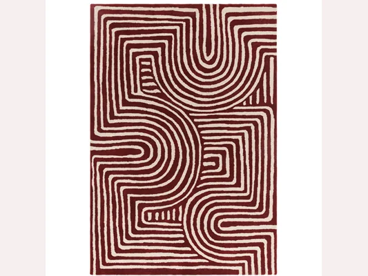 Asiatic London Reef Curve Plum Geometric Lines Wool Rug RF29