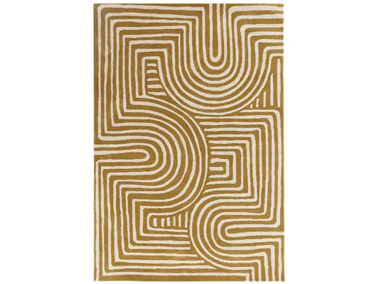 Asiatic London Reef Curve Ochre Hand Tufted Geometric Rug RF28