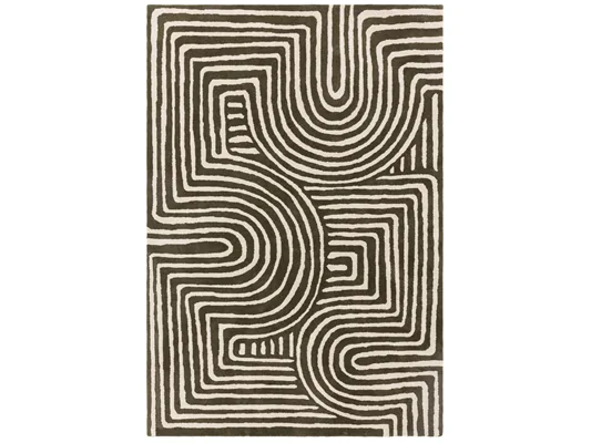 Asiatic London Reef Curve Forest Geometric Wool Rug RF30
