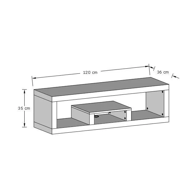 Dimensions diagram: GFW Jakarta Lowboard TV Stand Media Console