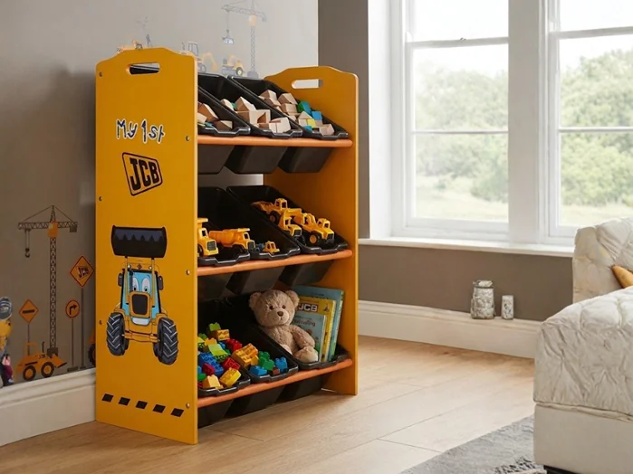 Kidsaw JCB 9 Bin Kids Toy Storage Organiser Yellow