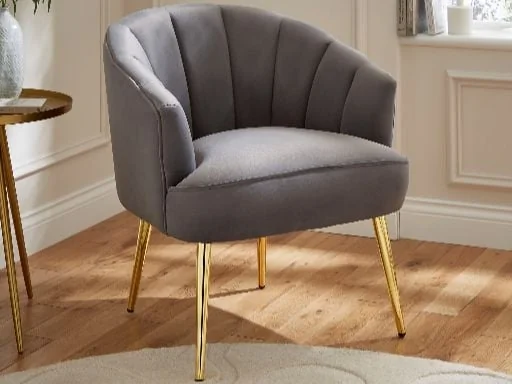 GFW Pettine velvet accent chair with scallop back and gold-effect legs