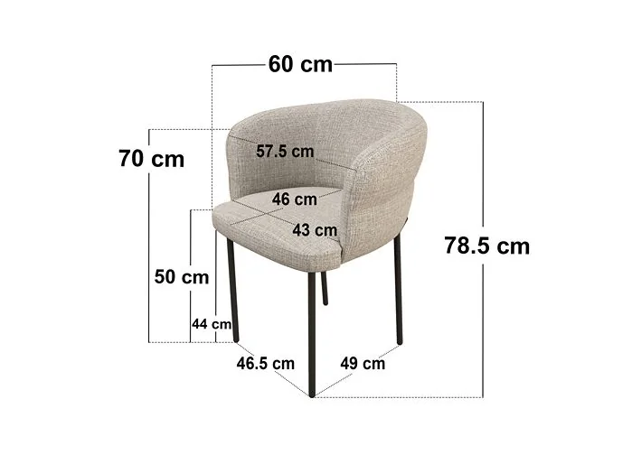 Dimensions diagram: SOLACE+CO Ebony Black Extendable Dining Table with Elise Chairs
